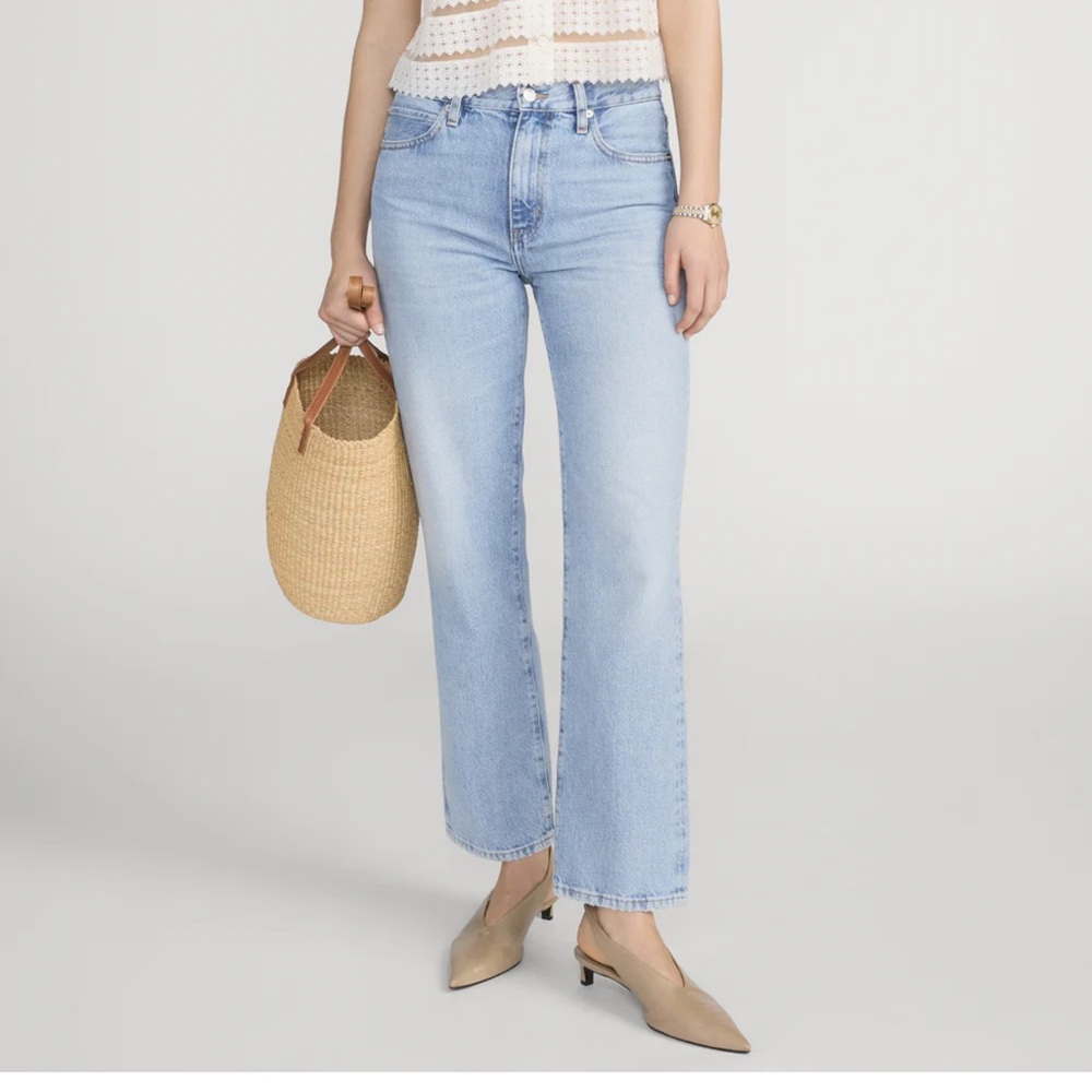Frame Denim Light Blue Cropped Straight Jeans
